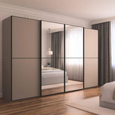 Supreme Duo Fango 4 Door Sliding Wardrobe with Mirror & Black Trim